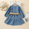 Chaisse Long Sleeve Denim Princess Dress With Belt