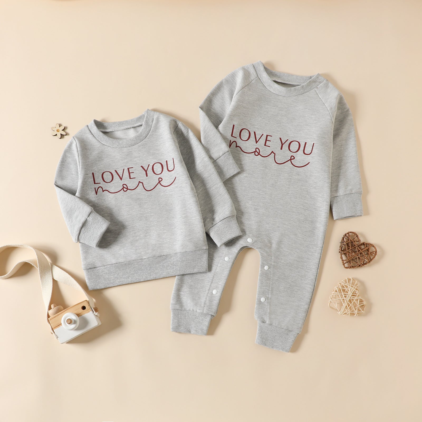 Grey Love You More Printed Sweater & Romper