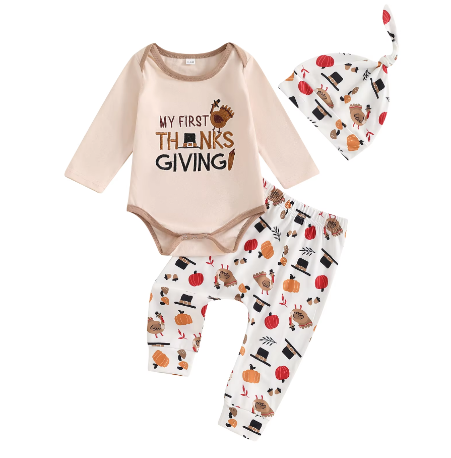 Brad First Thanksgiving Printed Pants Set