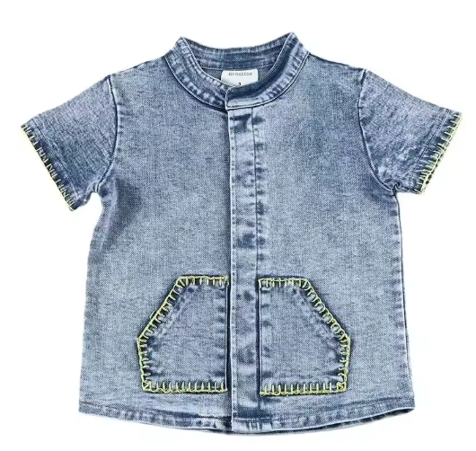 Quinn Contrast Pocket Design Denim Polo