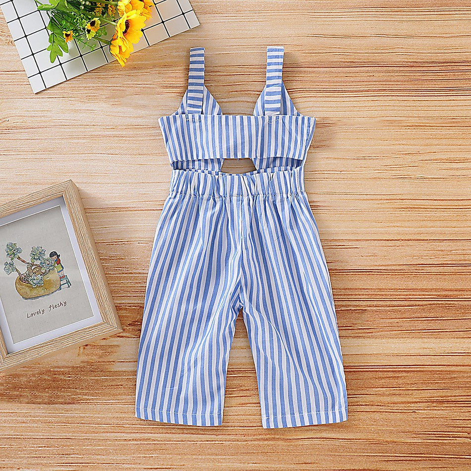 Althea Striped Bow Overalls