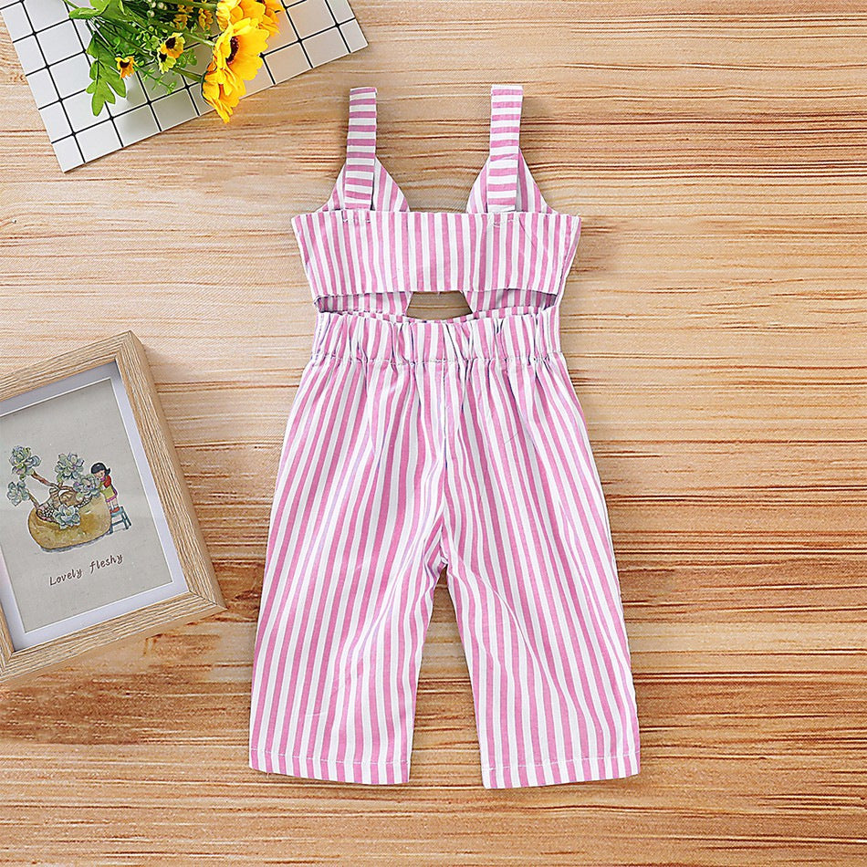 Althea Striped Bow Overalls