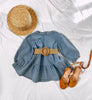 Chaisse Long Sleeve Denim Princess Dress With Belt