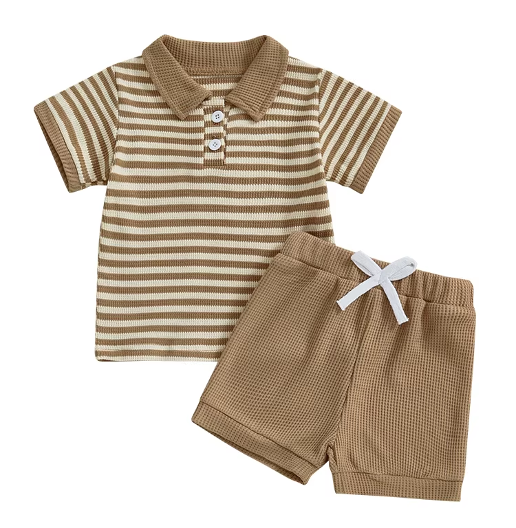 Kiko Striped Polo Shirt & Drawstring Shorts Set