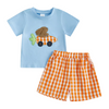 Marco Rabbit Embroidery T-shirt Plaid Shorts with Pockets