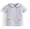 Peter Pan Collar Shirt Navy Blue Shorts Set