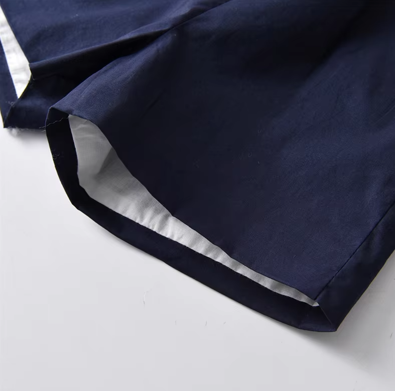 Peter Pan Collar Shirt Navy Blue Shorts Set