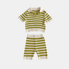 Litte Girls' Collar Striped Knit Top & Shorts Set