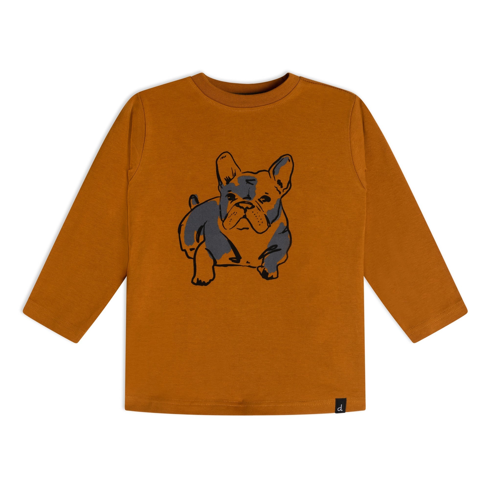 Long Sleeve Top Brown Yellow And Heather Grey