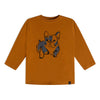 Long Sleeve Top Brown Yellow And Heather Grey
