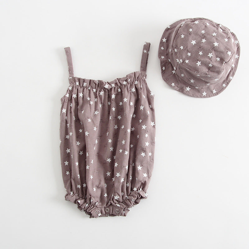 Scarlett Star Sleeveless Smocked Suit and Hat Set