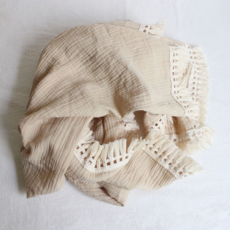 New Born  Double Gauze  Tassel Blanket