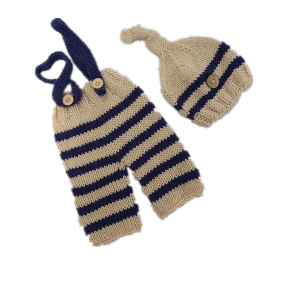 Sky Knitted Jumper Pants with Button Elf Hat