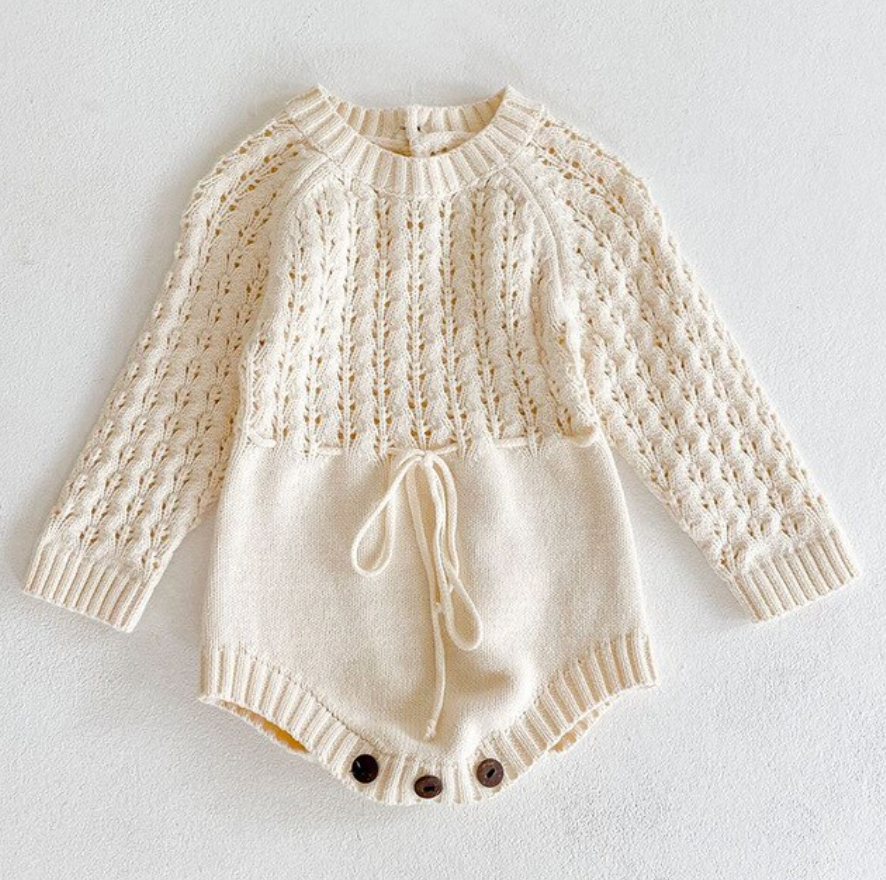 Knitted Hollow Waist Girdle Long Sleeves Harpy Dress Triangle