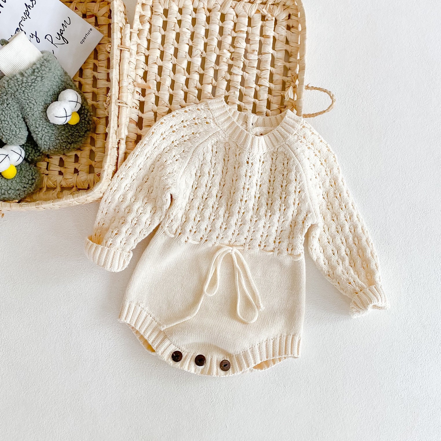 Knitted Hollow Waist Girdle Long Sleeves Harpy Dress Triangle