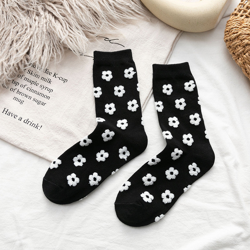 Three-Dimensional Cotton Flower Socks