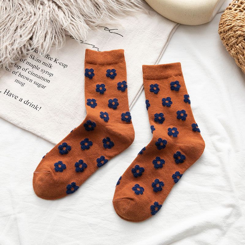 Three-Dimensional Cotton Flower Socks