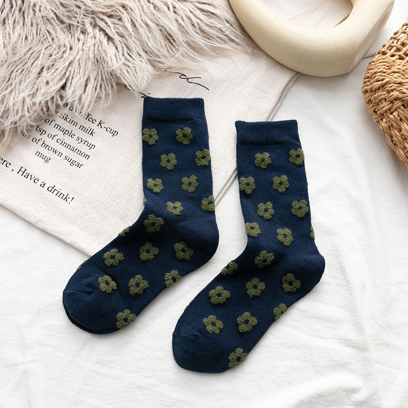 Three-Dimensional Cotton Flower Socks