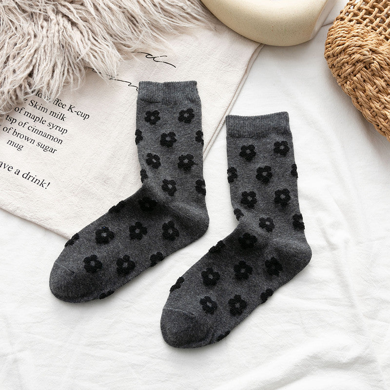 Three-Dimensional Cotton Flower Socks