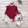 Three Piece Baby Girl Cotton Long Sleeved One Piece Romper Baby Trousers