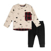 Printed Top And Pant Set Beige Mix And Black