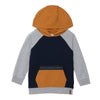 Quilted Hooded Fleece Top With Zipper Pocket Light Heather Grey, Yellow And Navy Blue