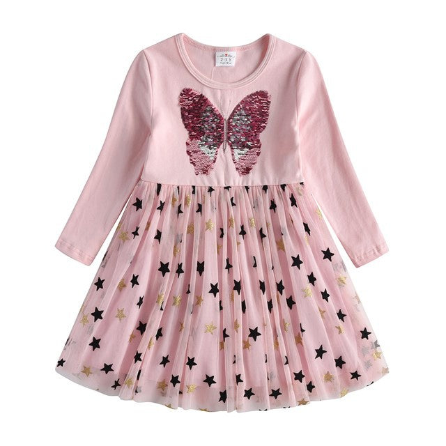Butterfly Long Sleeve Girls Dress