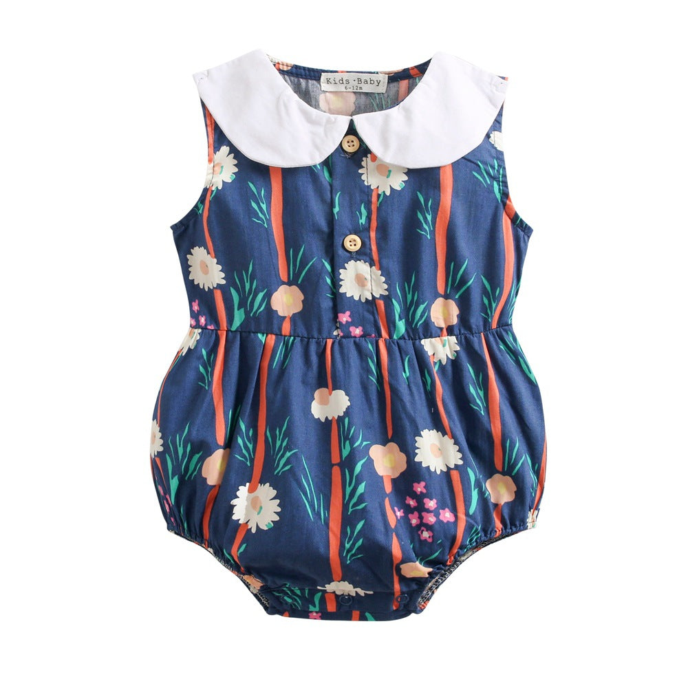 Cotton Printed Baby One-piece Doll Collar