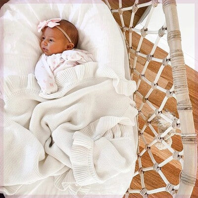 Knitted Ruffle Swaddle Blanket