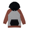 Load image into Gallery viewer, Quilted Hooded Fleece Top With Zipper Pocket Light Heather Grey, Black And Brown