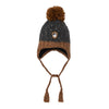 Earflap Knit Hat Grey And Yellow