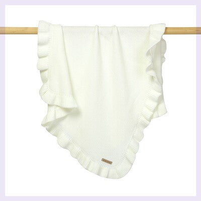 Knitted Ruffle Swaddle Blanket