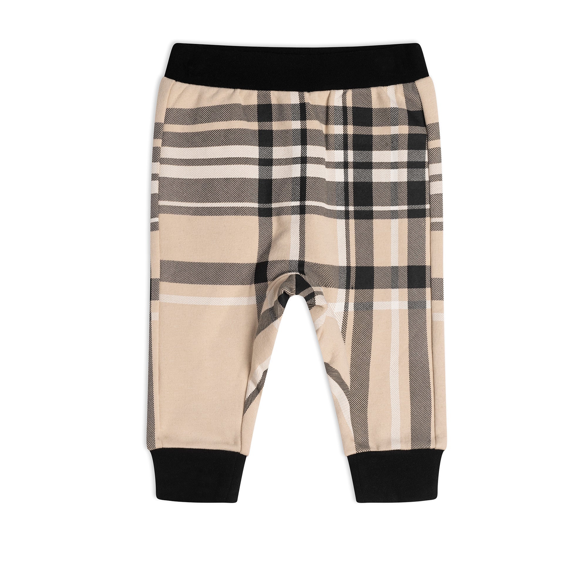 Hooded Top And Pant Set Black And Beige Plaid