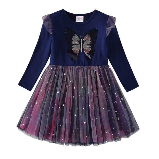 Butterfly Long Sleeve Girls Dress