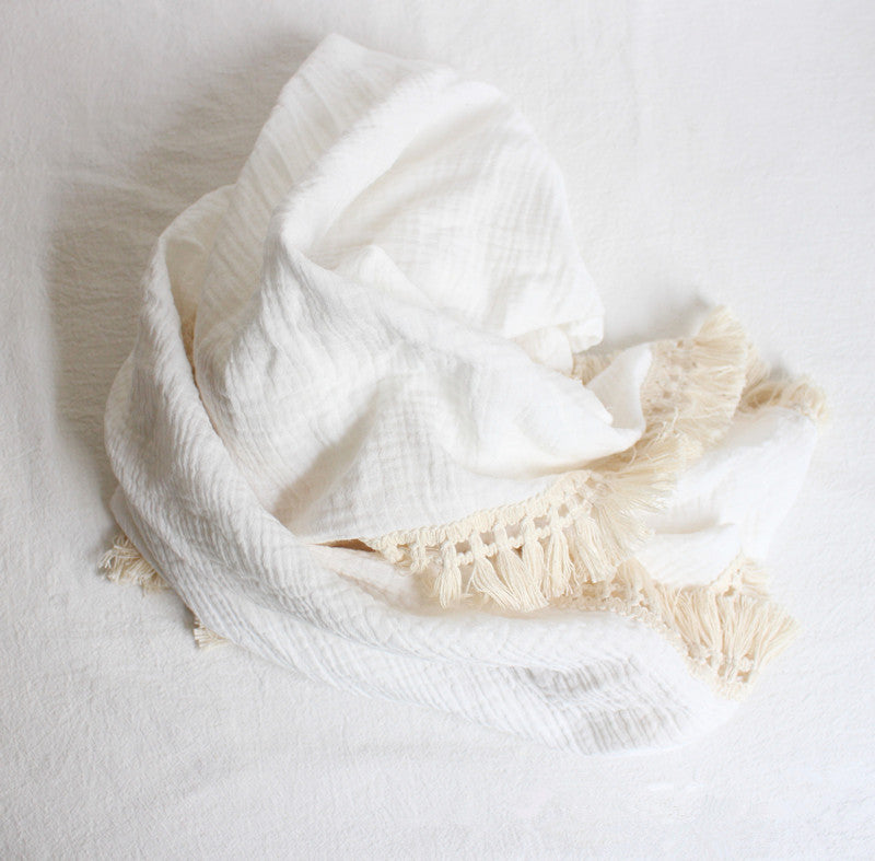 New Born  Double Gauze  Tassel Blanket