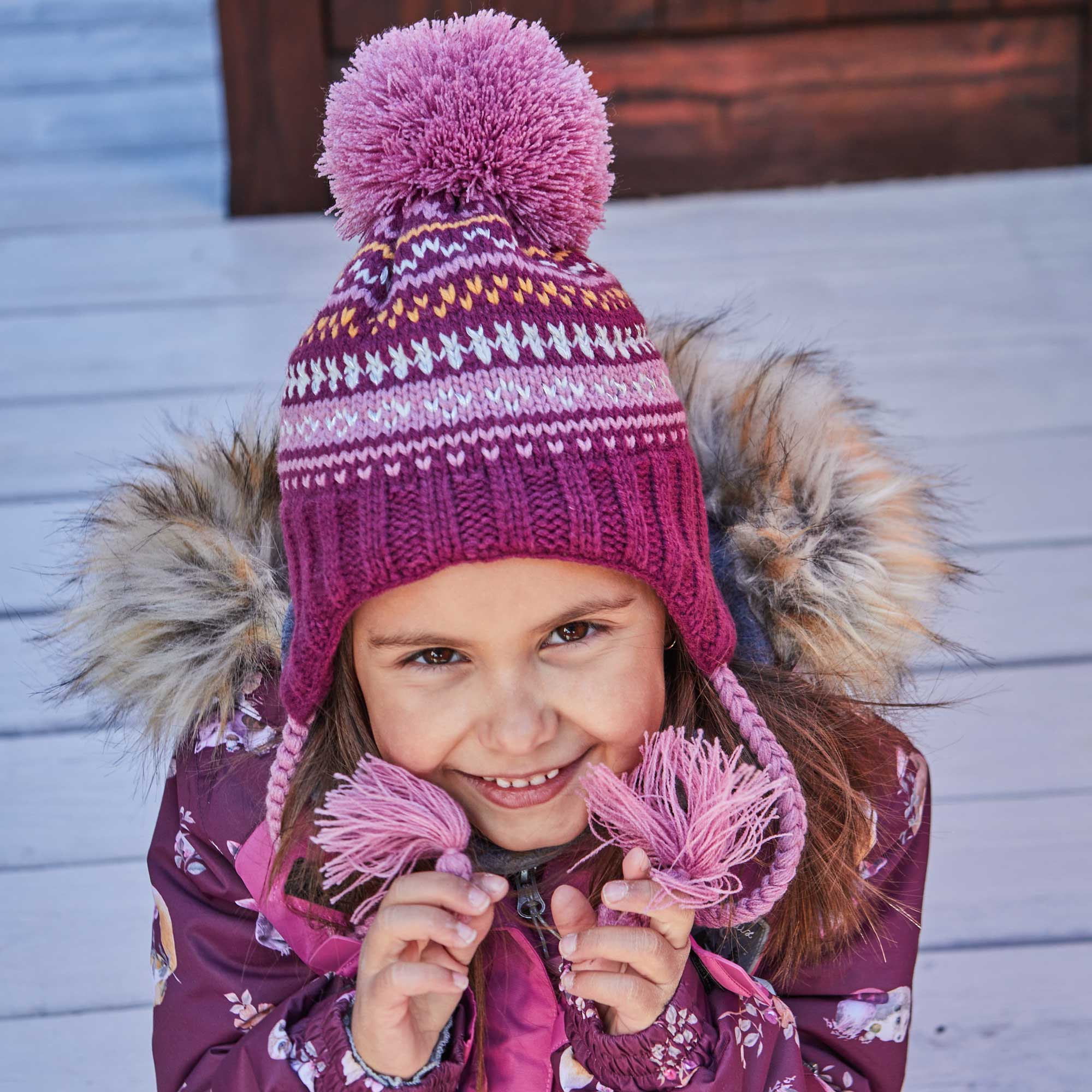 Striped Earflap Knit Hat