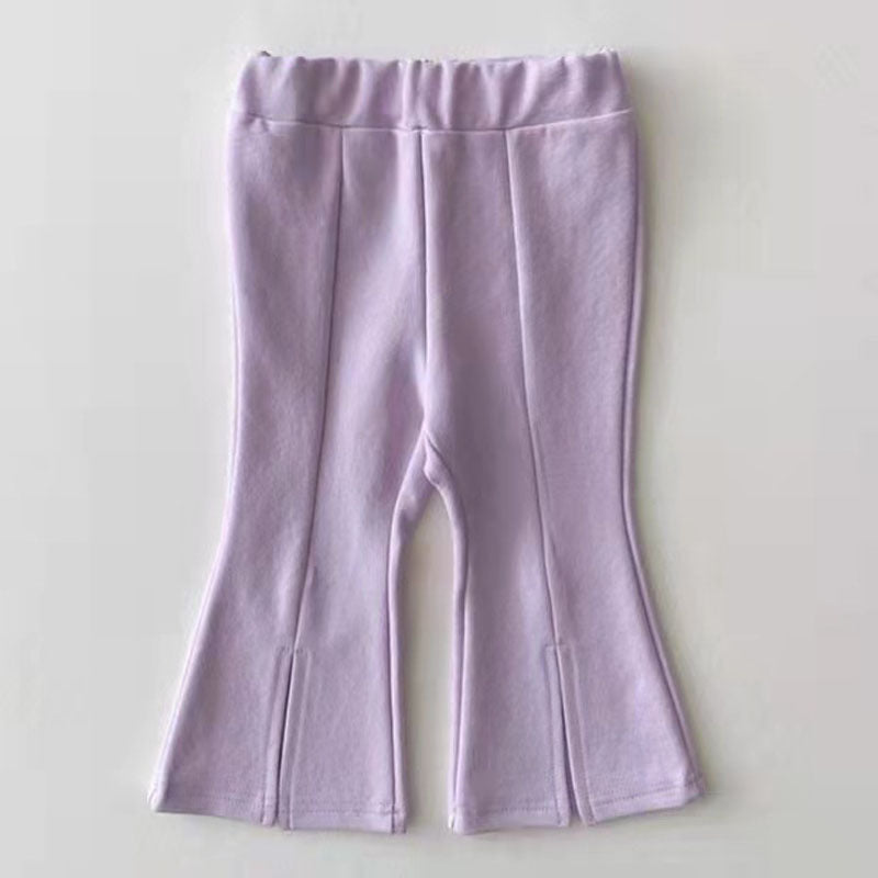 Candy Color Bell-bottom Split Pants