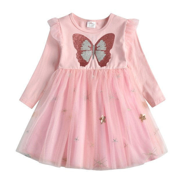 Butterfly Long Sleeve Girls Dress