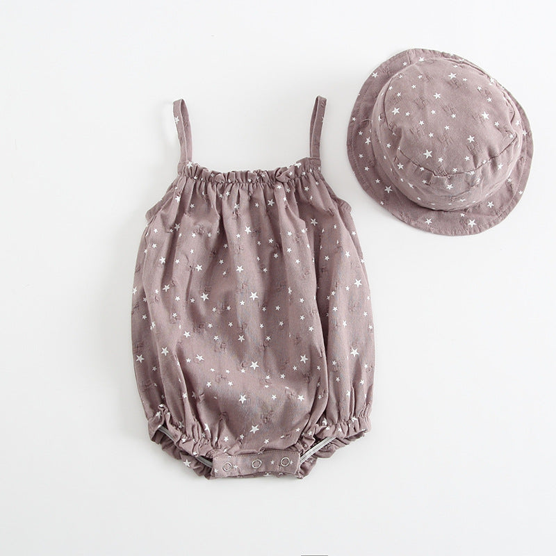 Scarlett Star Sleeveless Smocked Suit and Hat Set