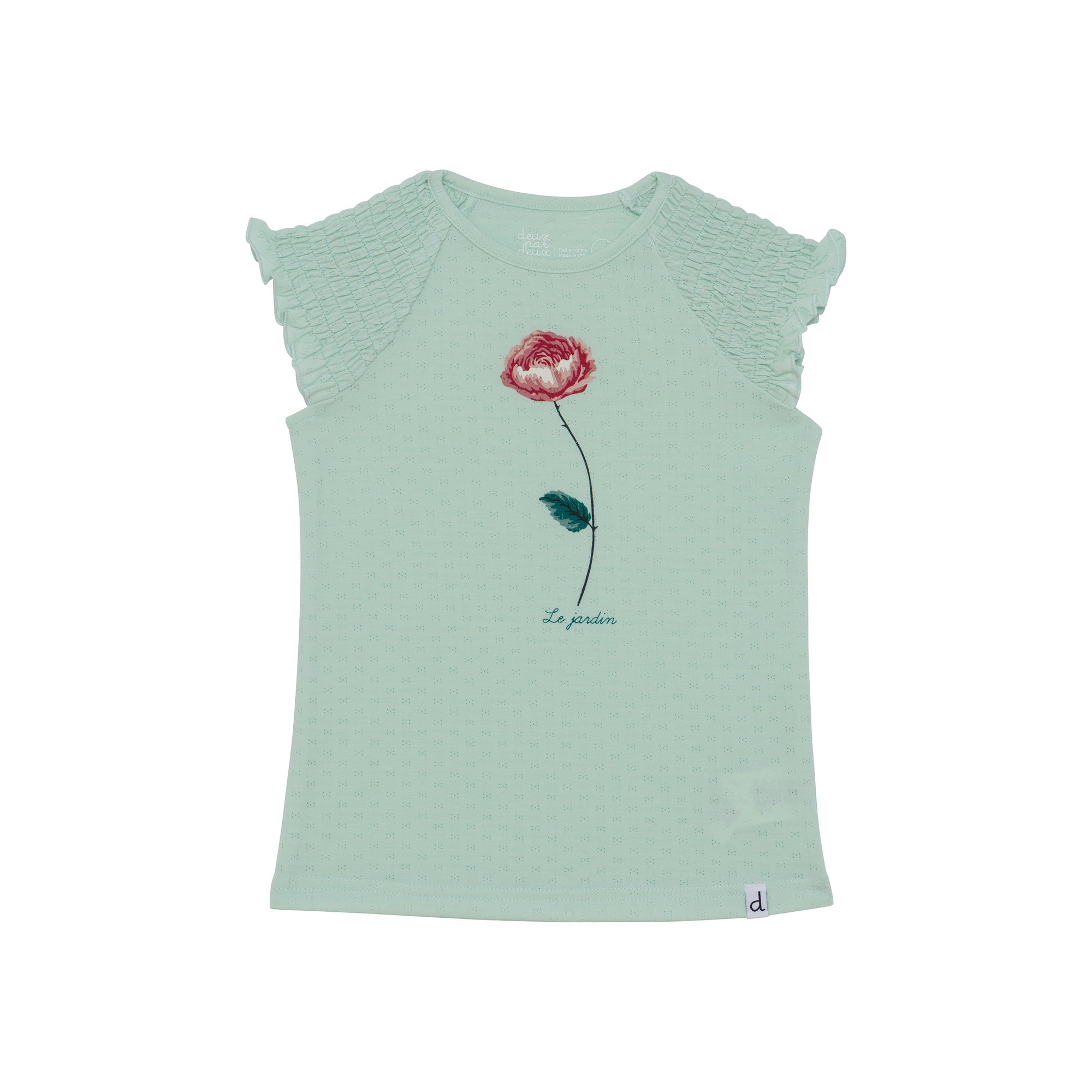 Cotton Ruched Sleeve T-Shirt Soft Green
