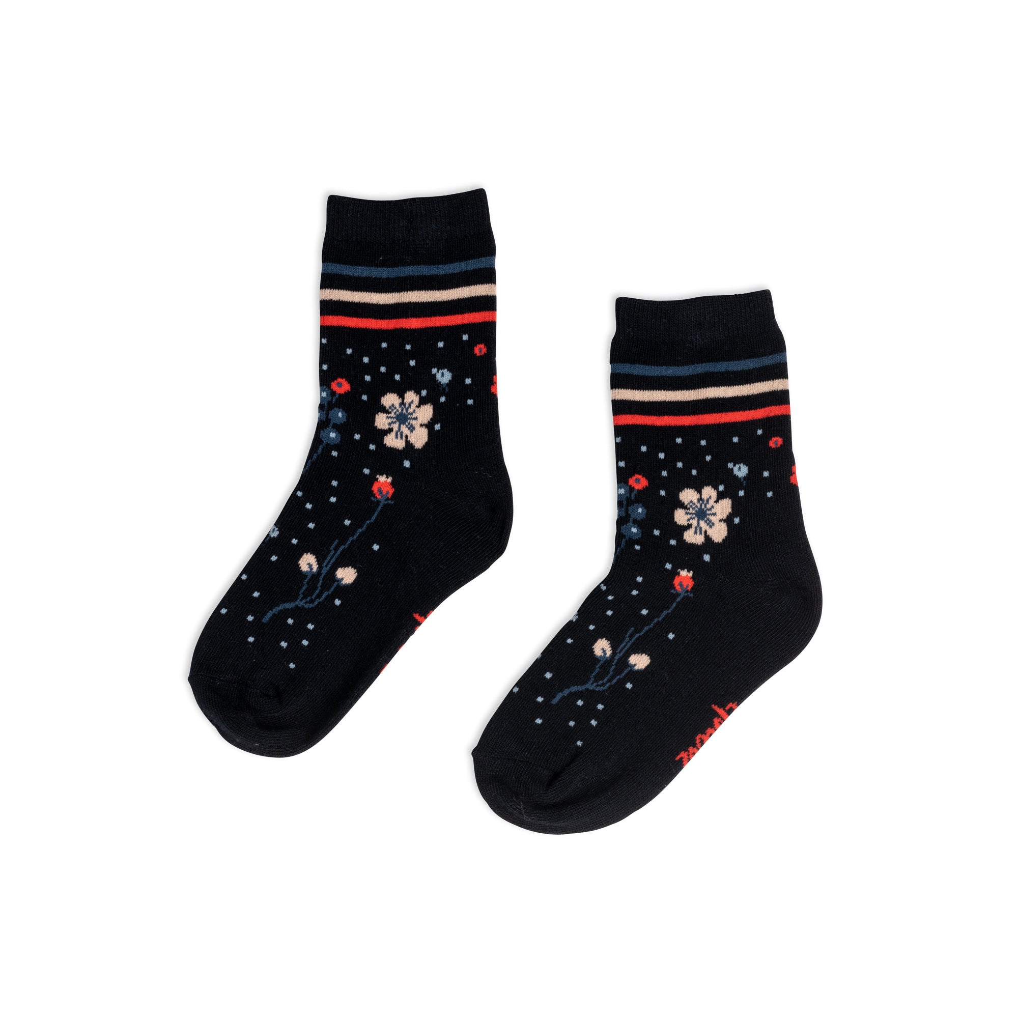 Printed Socks With Flowers And Stripes