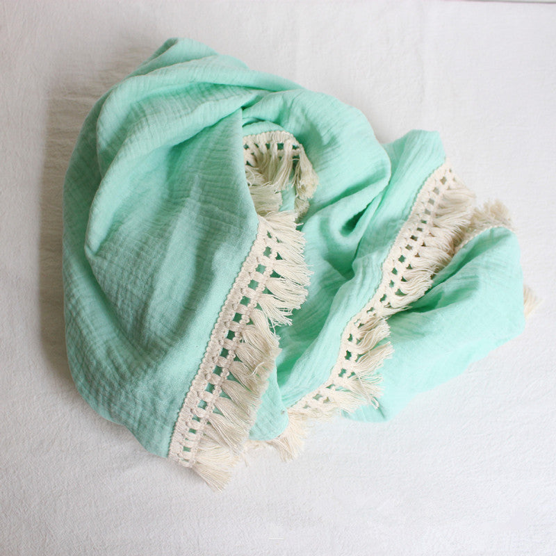 New Born  Double Gauze  Tassel Blanket