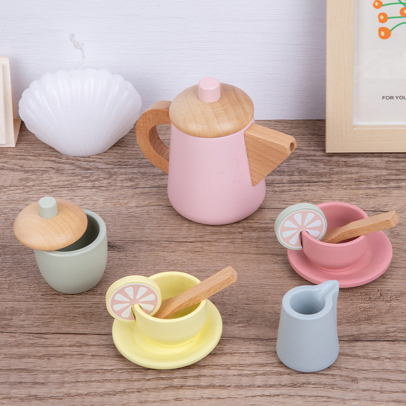 Wooden Children's Play House Tea Set