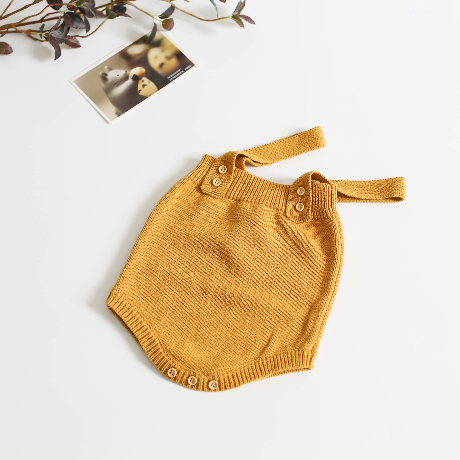 Halter Cotton And Wool String Onesie Set