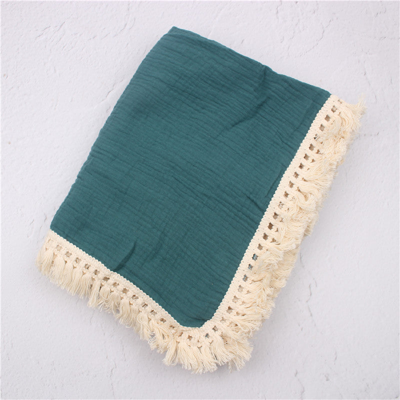 New Born  Double Gauze  Tassel Blanket