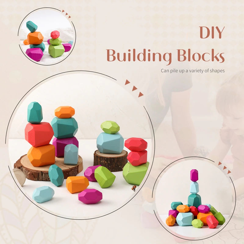 Rainbow of Fun: Five Piece Wooden Stacker for Mindful Playtime