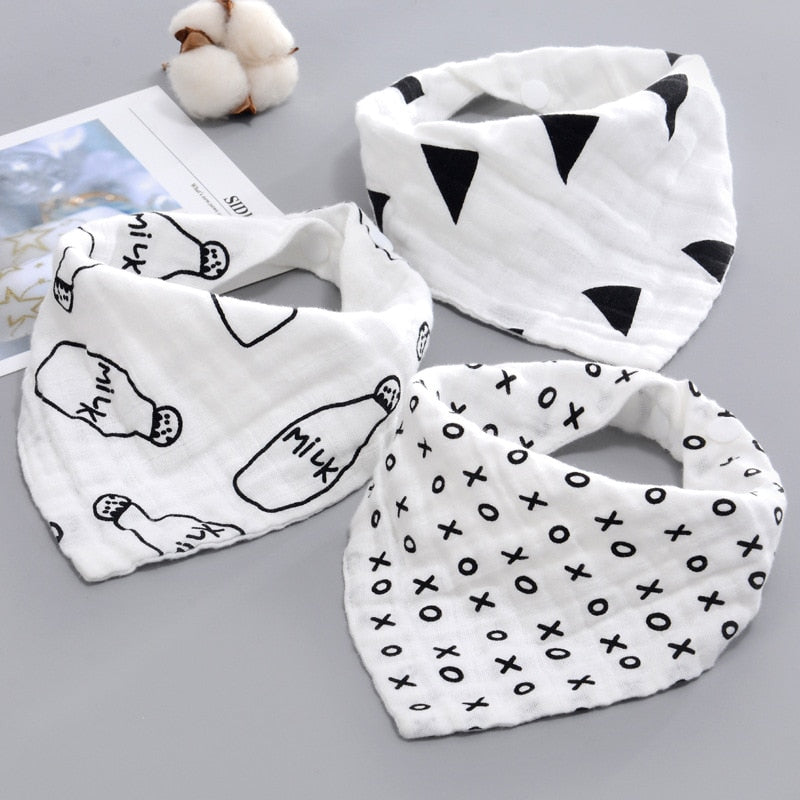 3 Pack-100% Cotton Gauze Baby Bibs