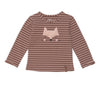 Long Sleeve Tee Shirt Striped Brown And Pink