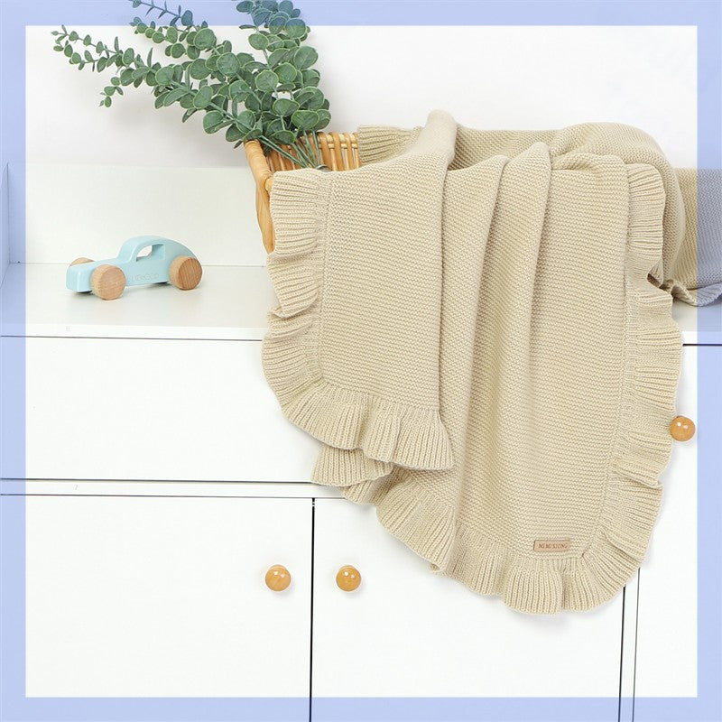 Knitted Ruffle Swaddle Blanket