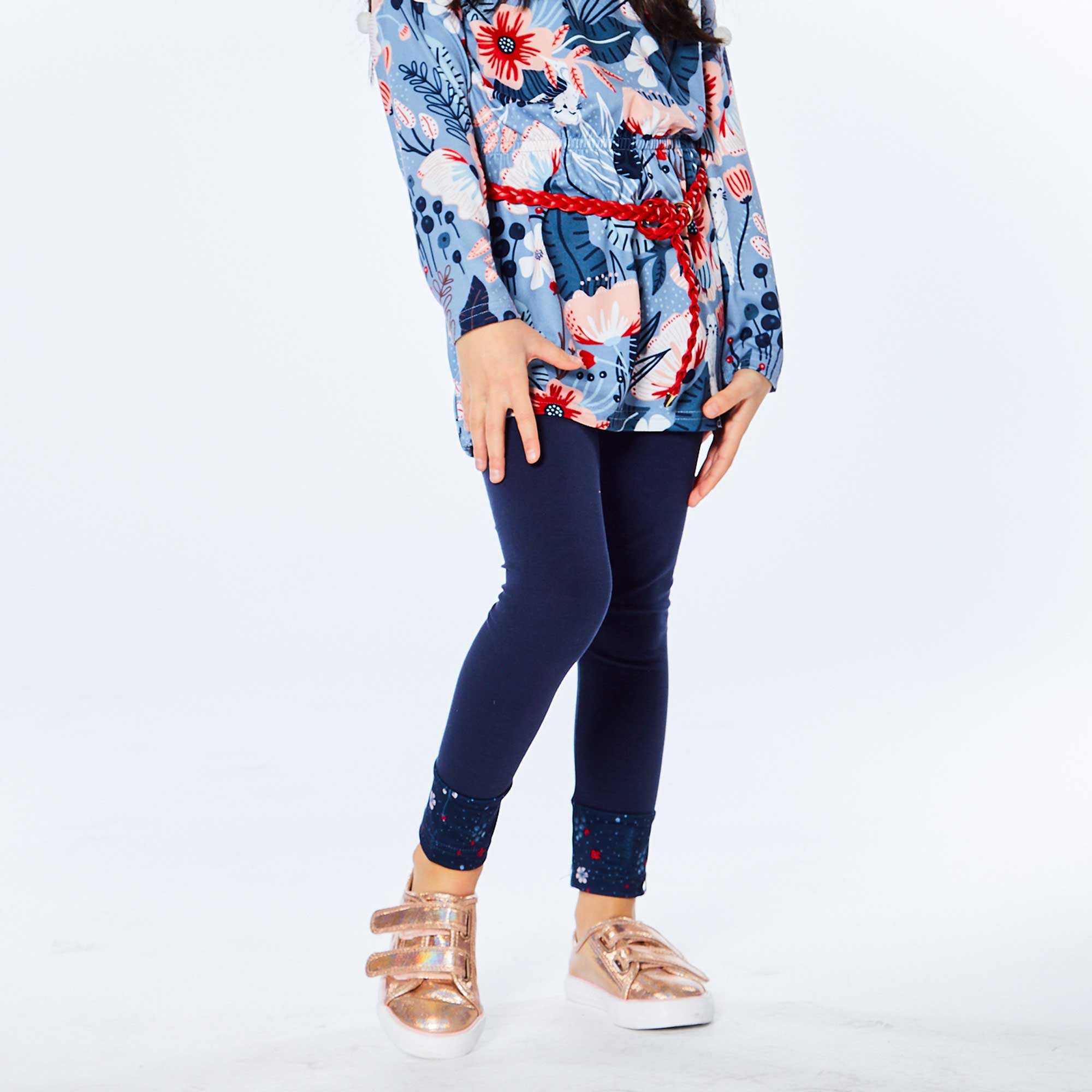 Cut And Sew Cotton Legging Navy Blue